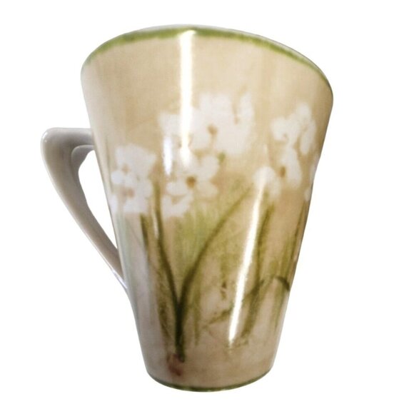 Set Of 4 Cheri Blum For 222 Fifth Narcissus Coffee Mugs Floral Design 12 Oz Beig - Picture 2 of 10